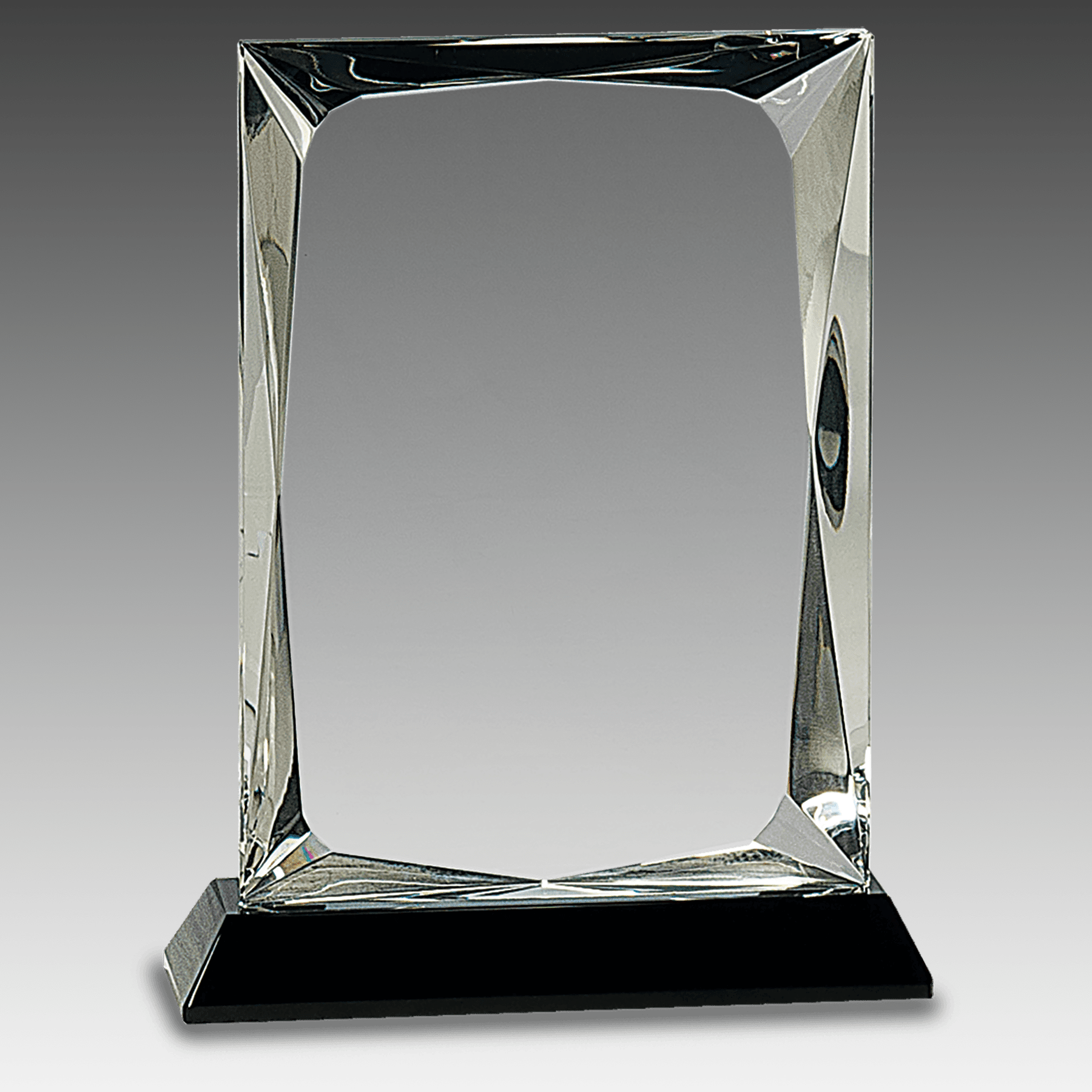 7" Clear Crystal Rectangle on Black Base