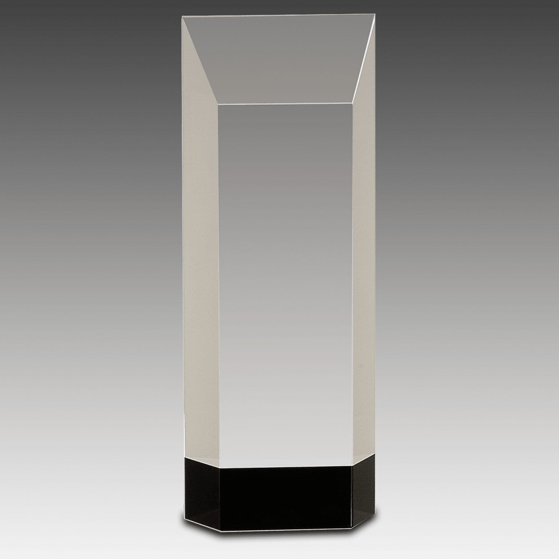 9.5" Clear Crystal Self-Standing Rectangle on Black Base