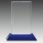 7.75" Crystal Cylinder on Blue Pedestal Base