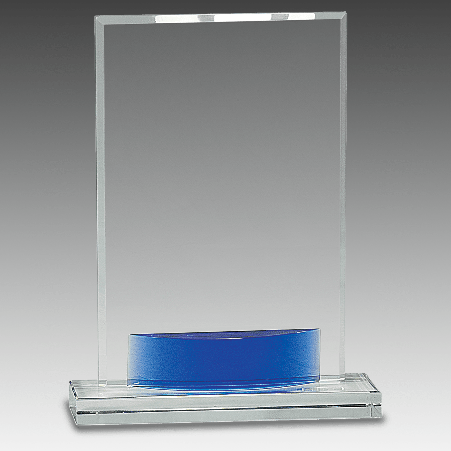 8.5" Crystal Rectangle with Blue Accent