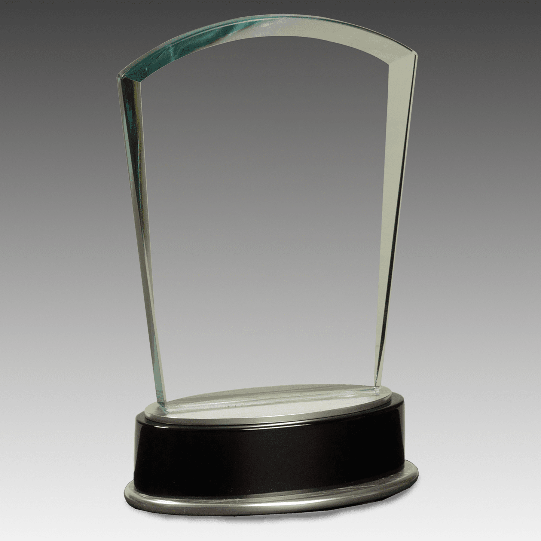 6.75" Jade Fan Glass w/Silver and Black Piano Finish Base
