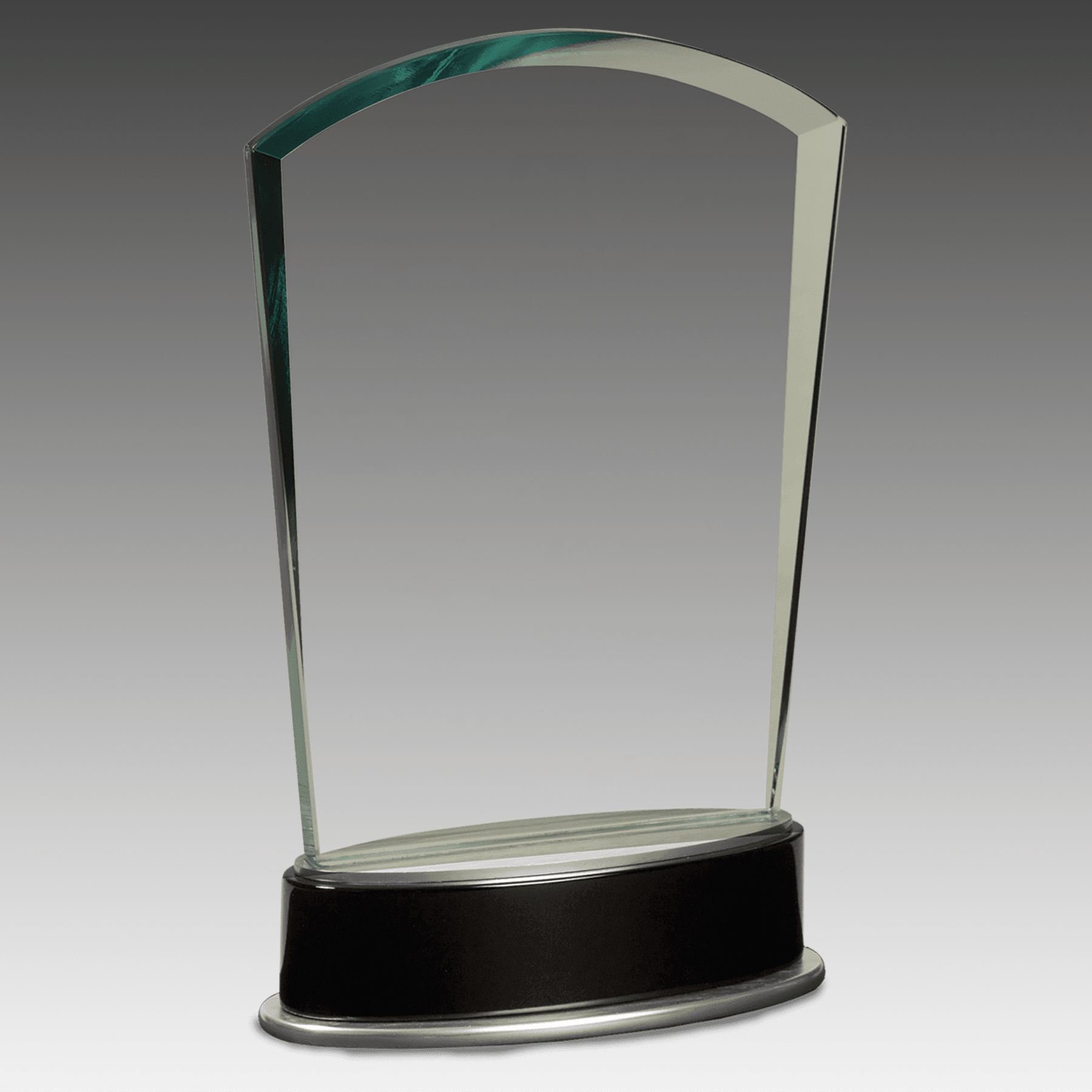 8.75" Jade Fan Glass w/Silver and Black Piano Finish Base
