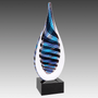 12" Blue, White & Black Twisted Rain Drop