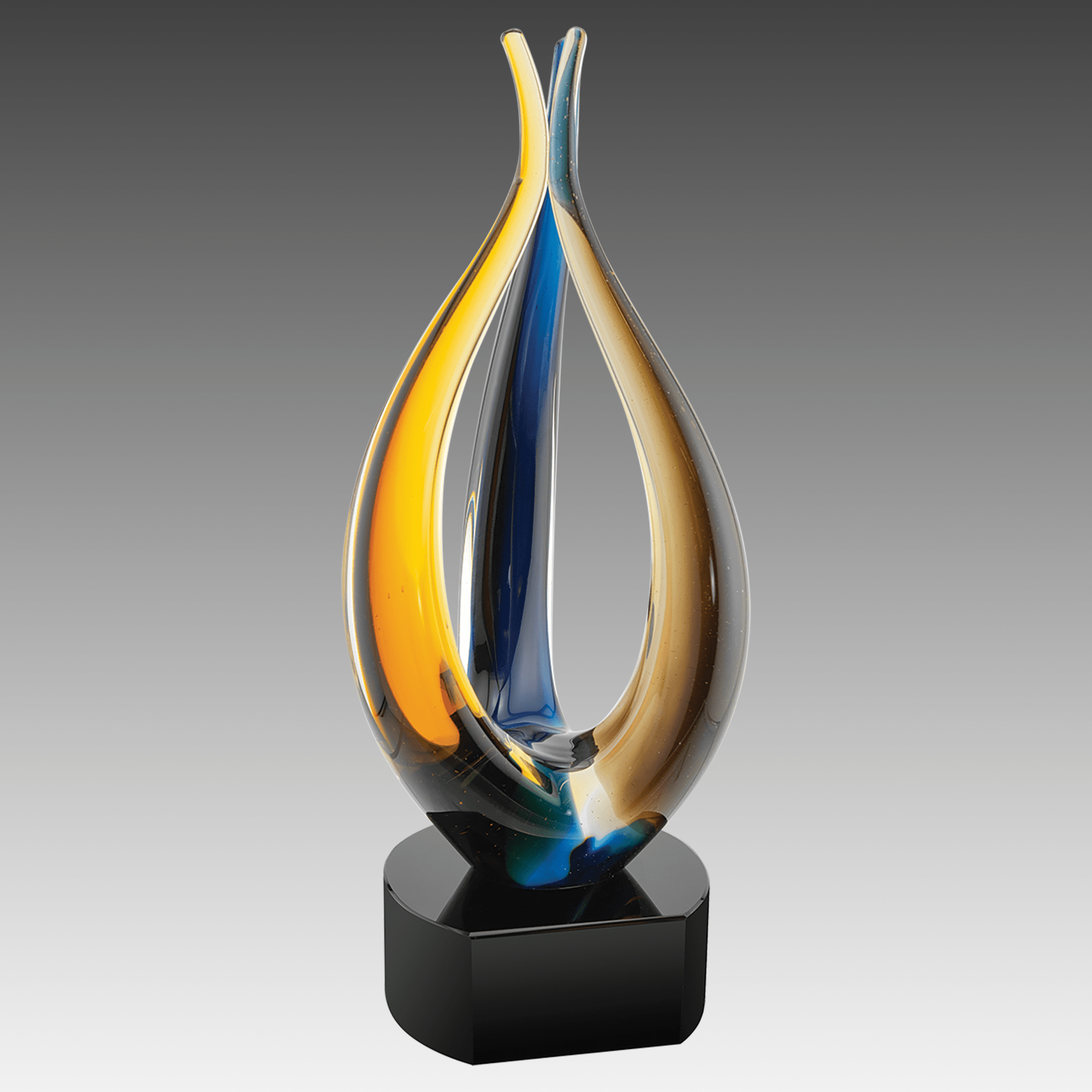 11.5" Blue/Brown Tri Rise Art Glass