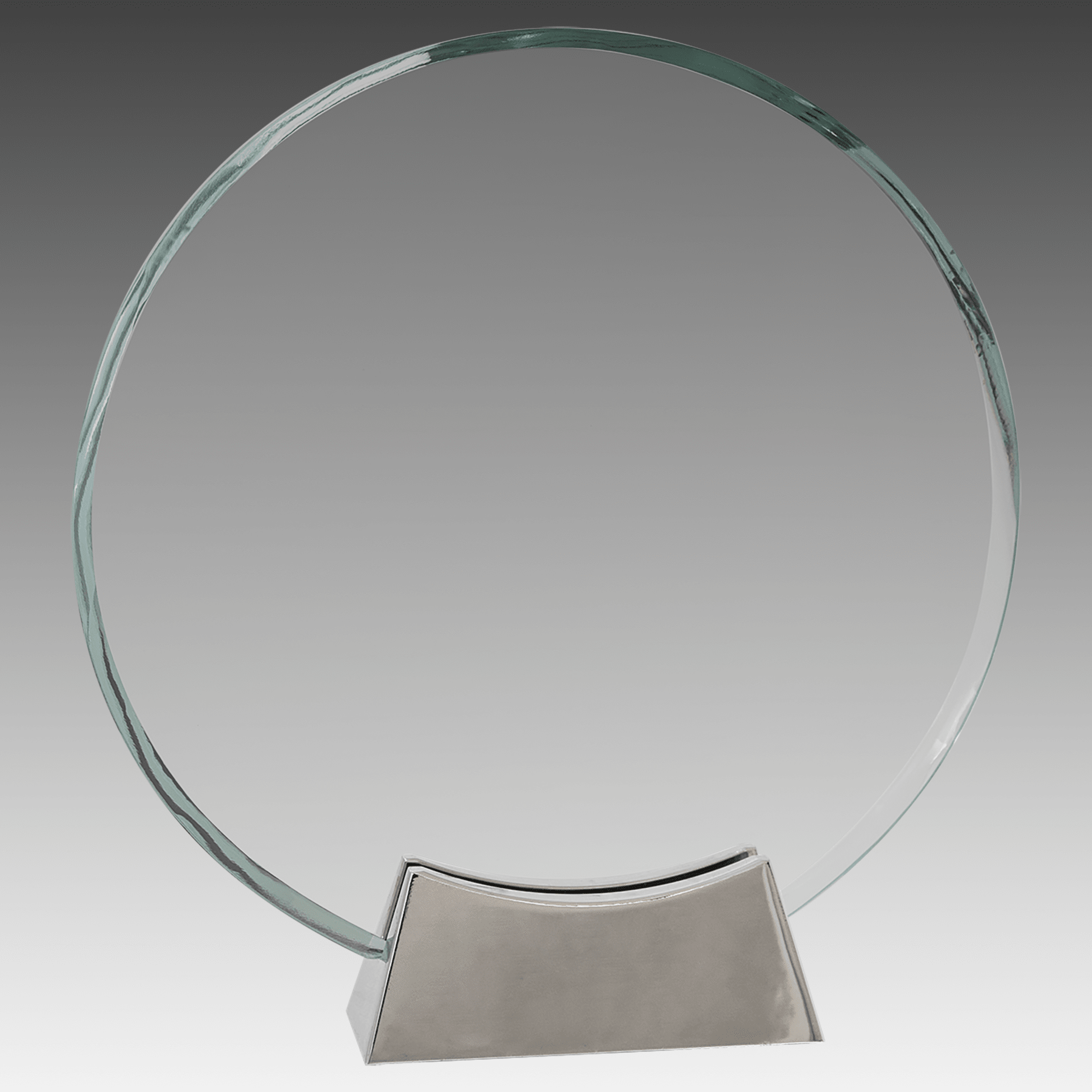 8" Round Platinum Glass with Full Metal Base