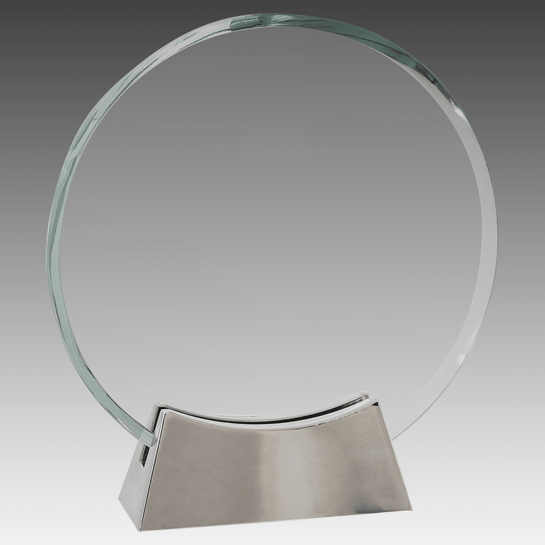 6.25" Round Platinum Glass with Full Metal Base