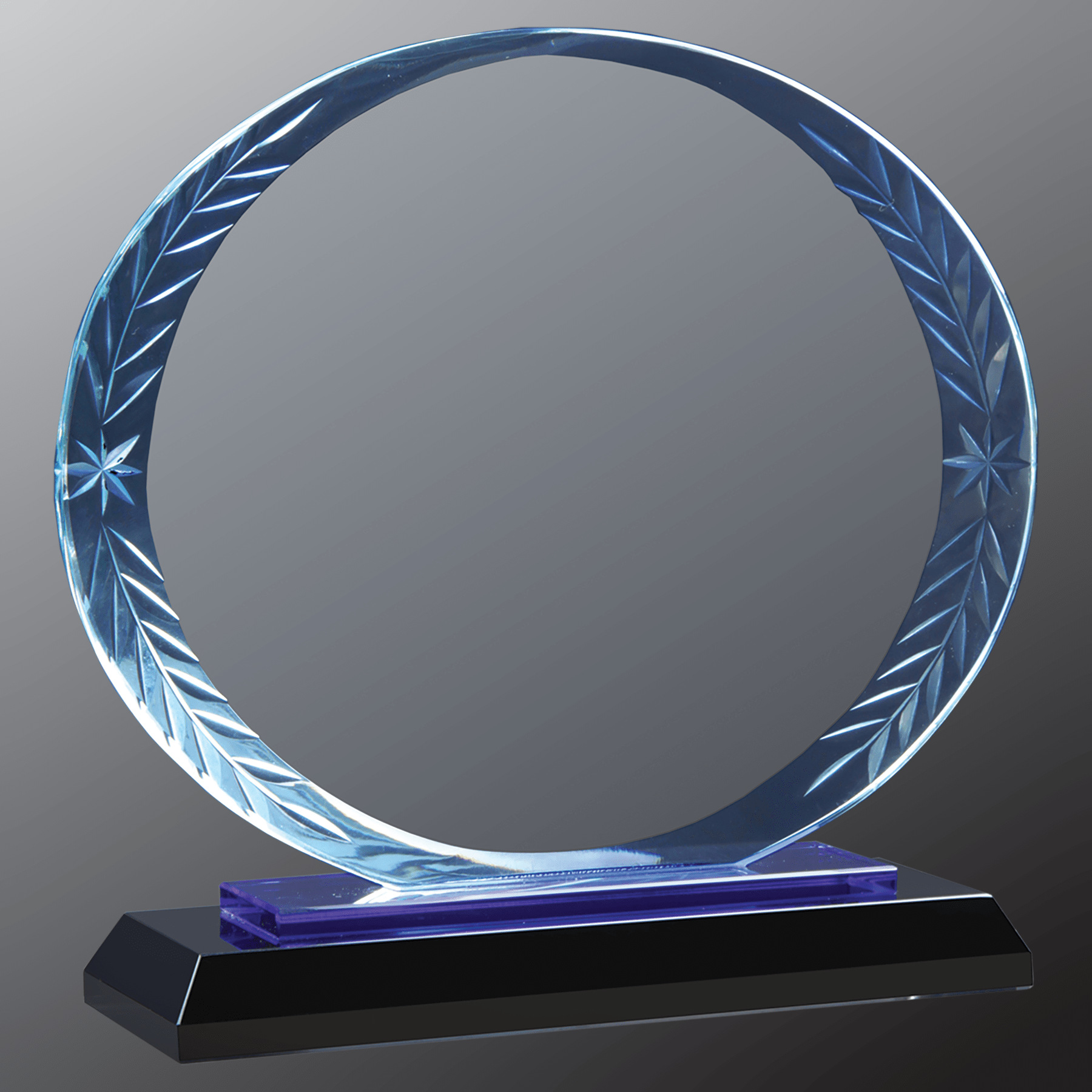 7" Oval Accent Glass on Blue & Black Base