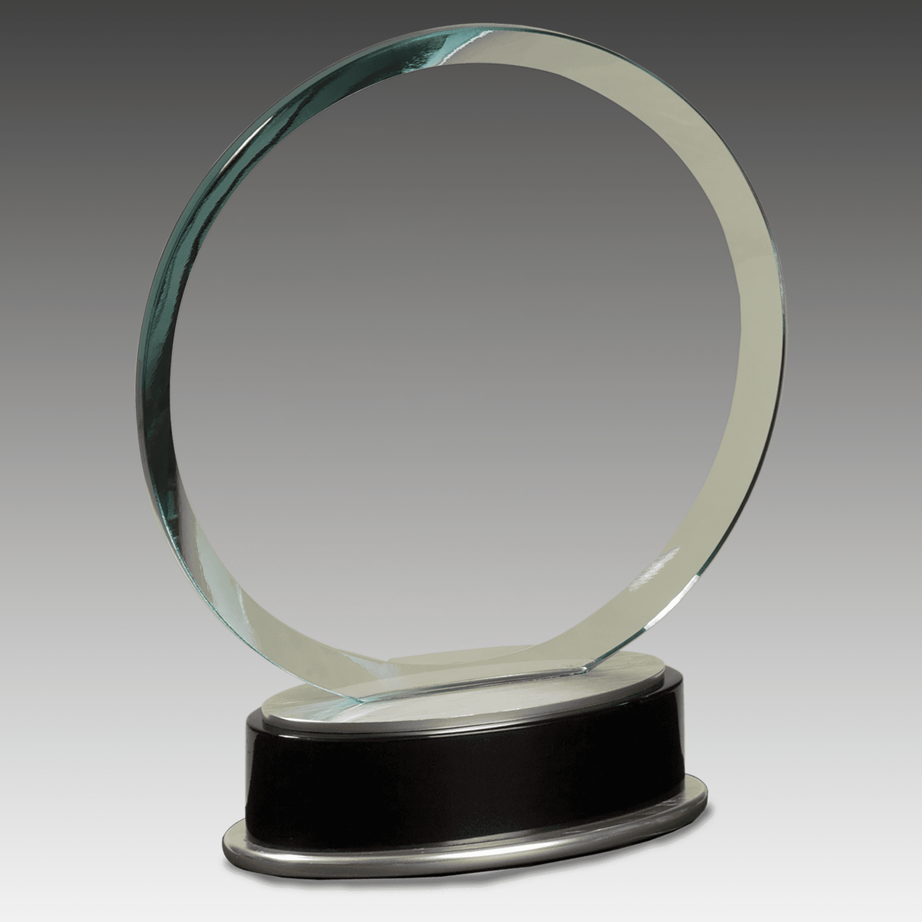 7.25" Jade Round Glass w/Silver and Black Piano Finish Base