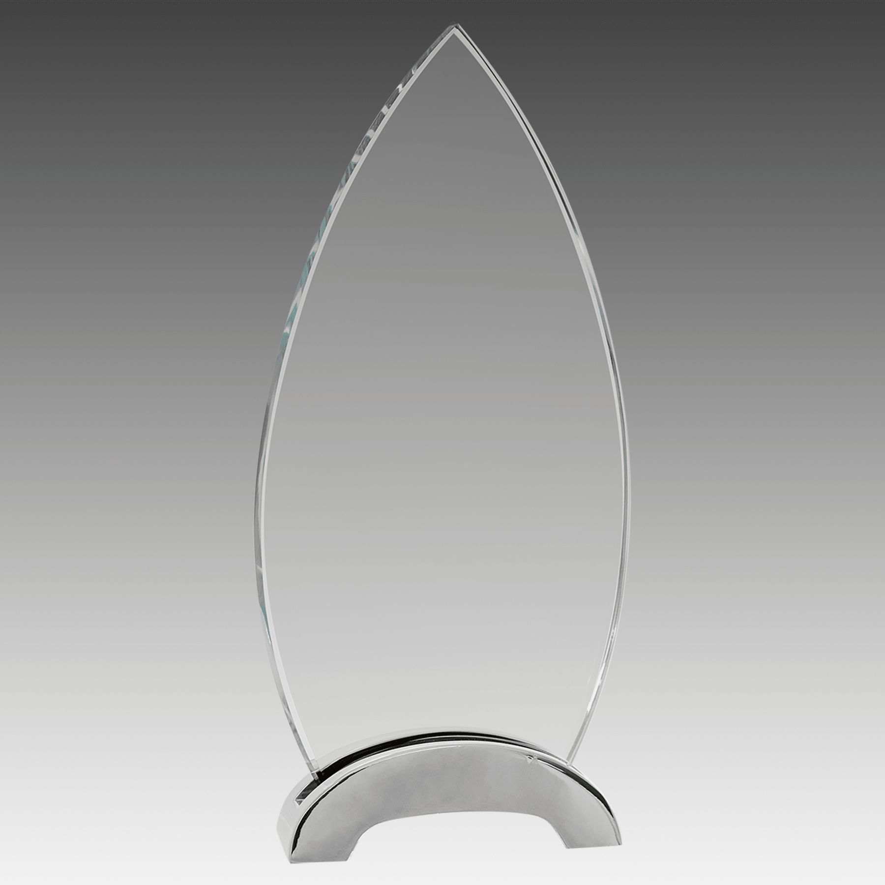 9.25" Oval Platinum Glass with Arch Metal Base
