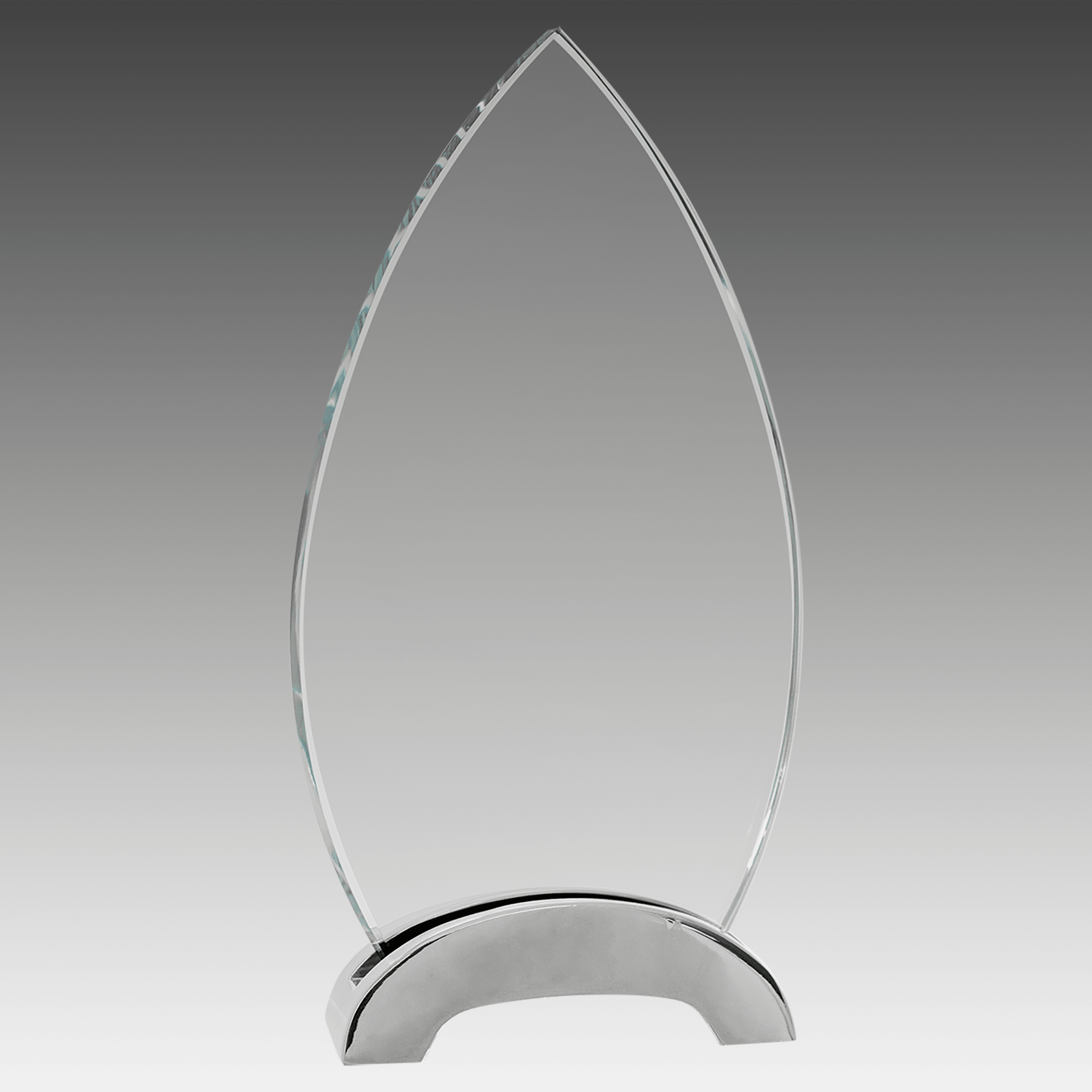 8.5" Oval Platinum Glass with Arch Metal Base