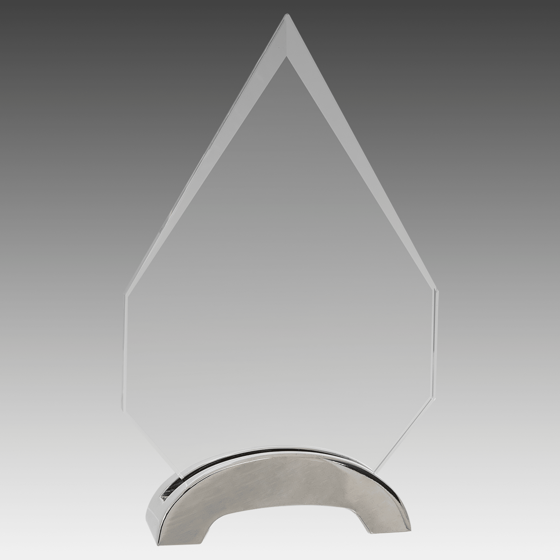 7.5" Diamond Platinum Glass with Arch Metal Base