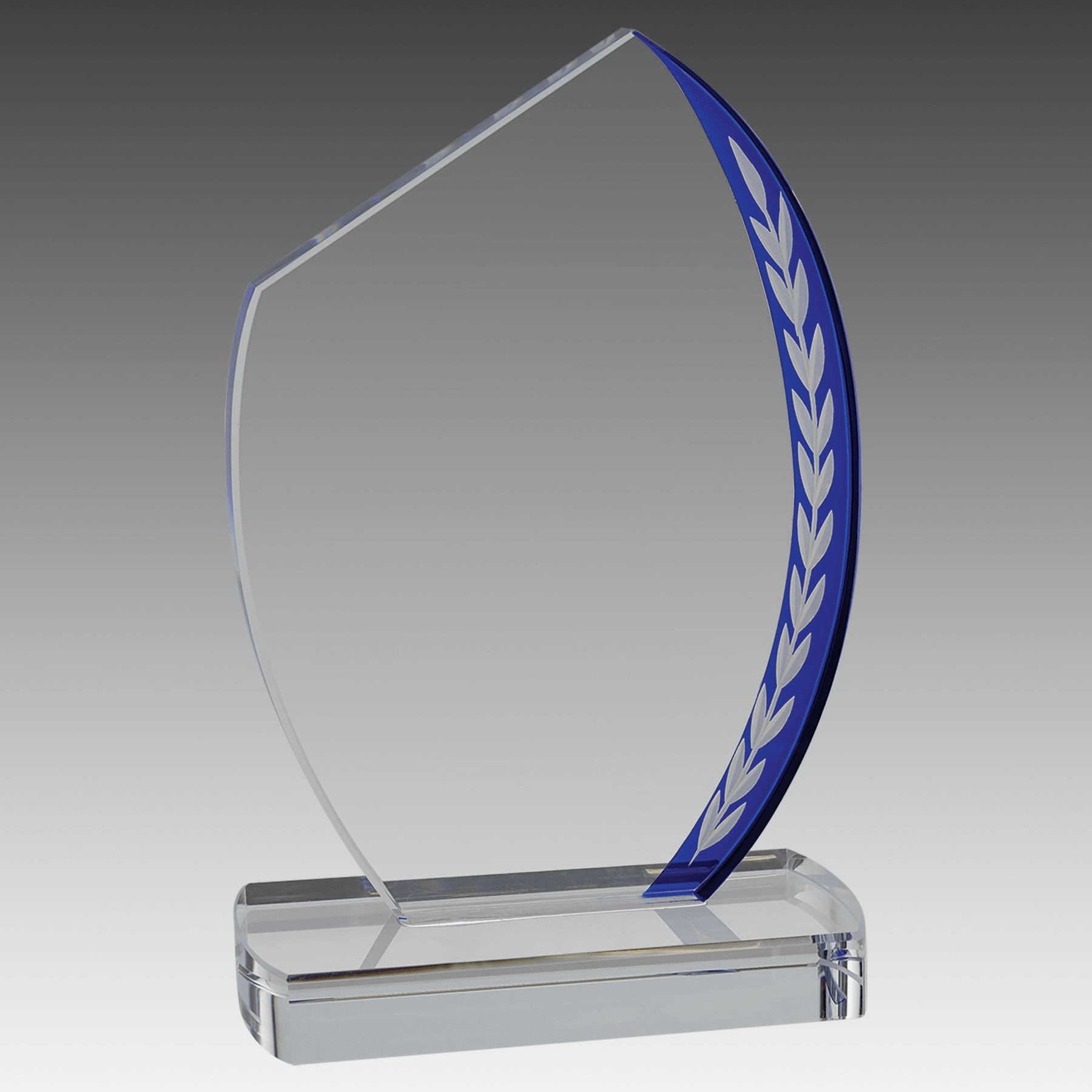 7.75" Blue Slant Oval Edge Glass