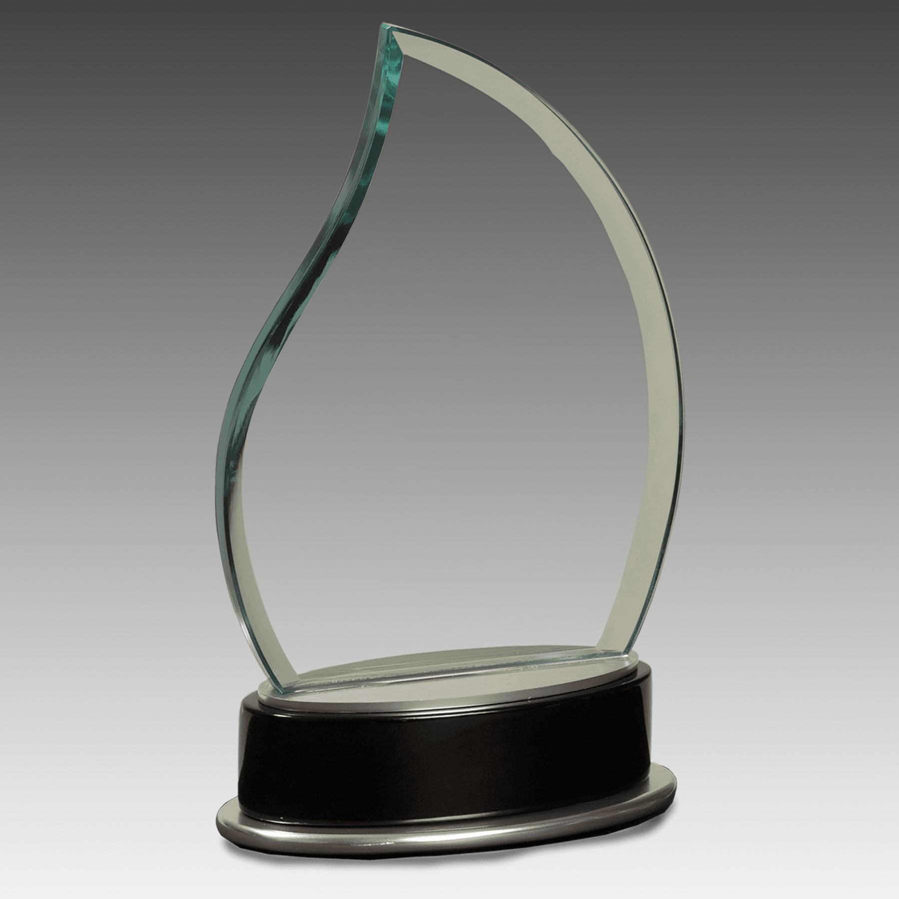 7.75" Jade Flame Glass w/Silver and Black Piano Finish Base