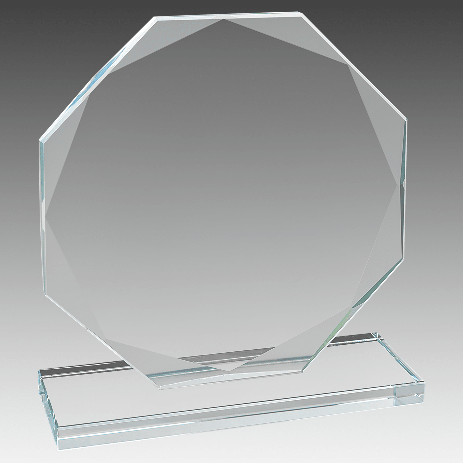 6" Octagon Clear Glass Award
