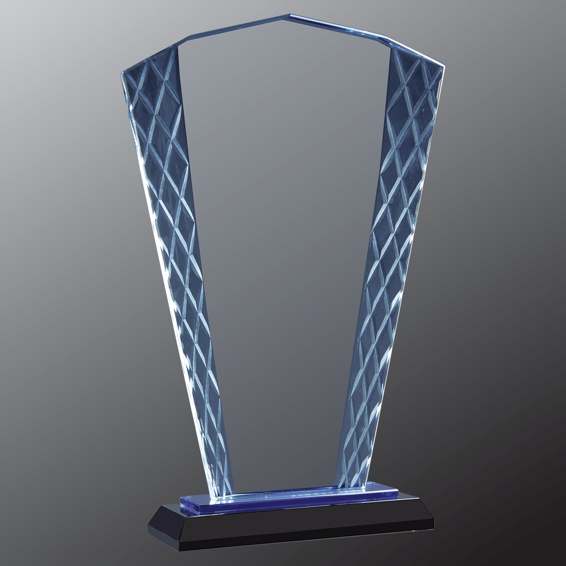 9.5" Clear Fan Accent Glass on Blue & Black Base