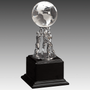10" Crystal Globe w/ Silver Men & Black Piano Finish Base