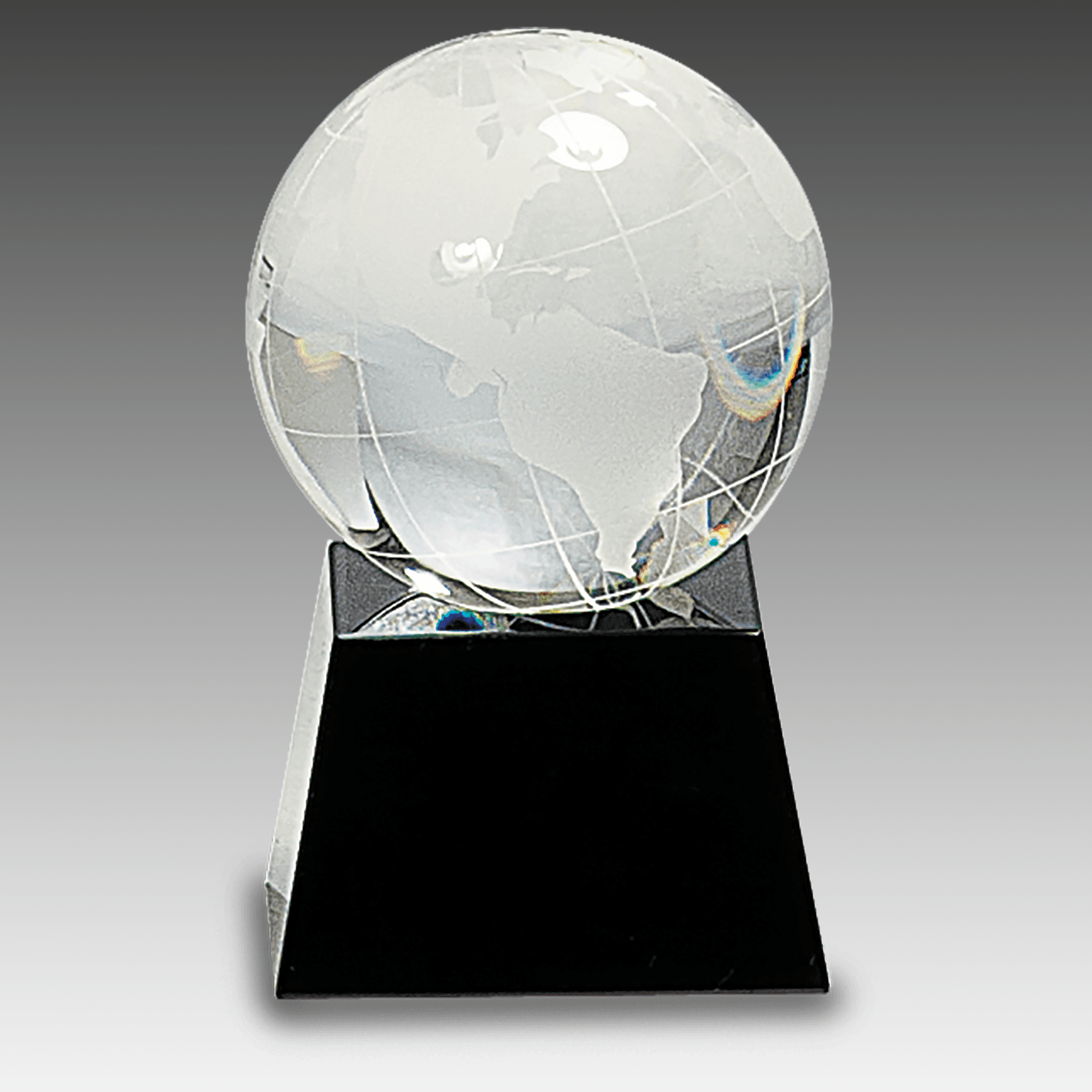 3" Crystal Globe on Black Base