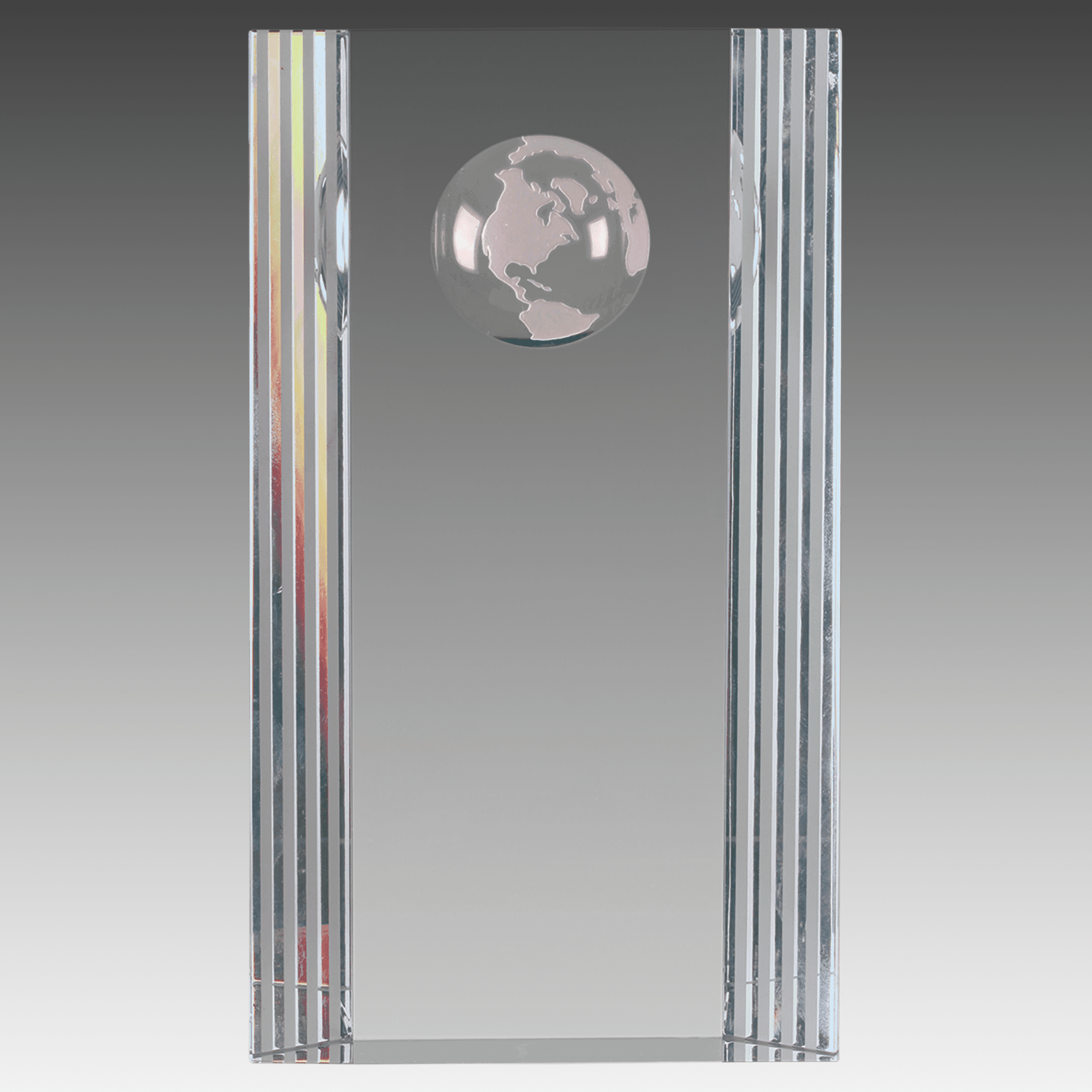 7.75" Clear Crystal Rectangle with Globe Etching