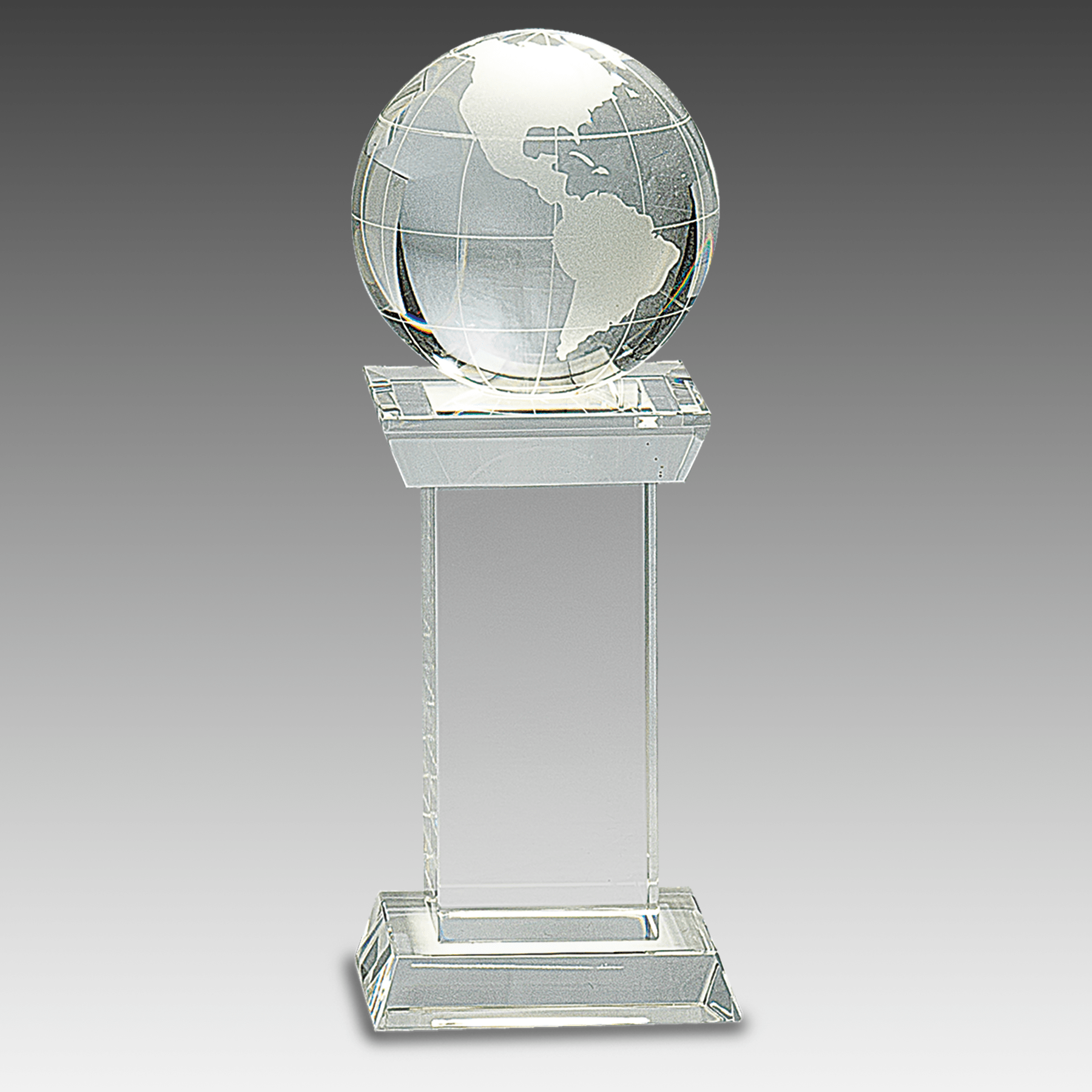 8" Crystal Globe on Clear Tower