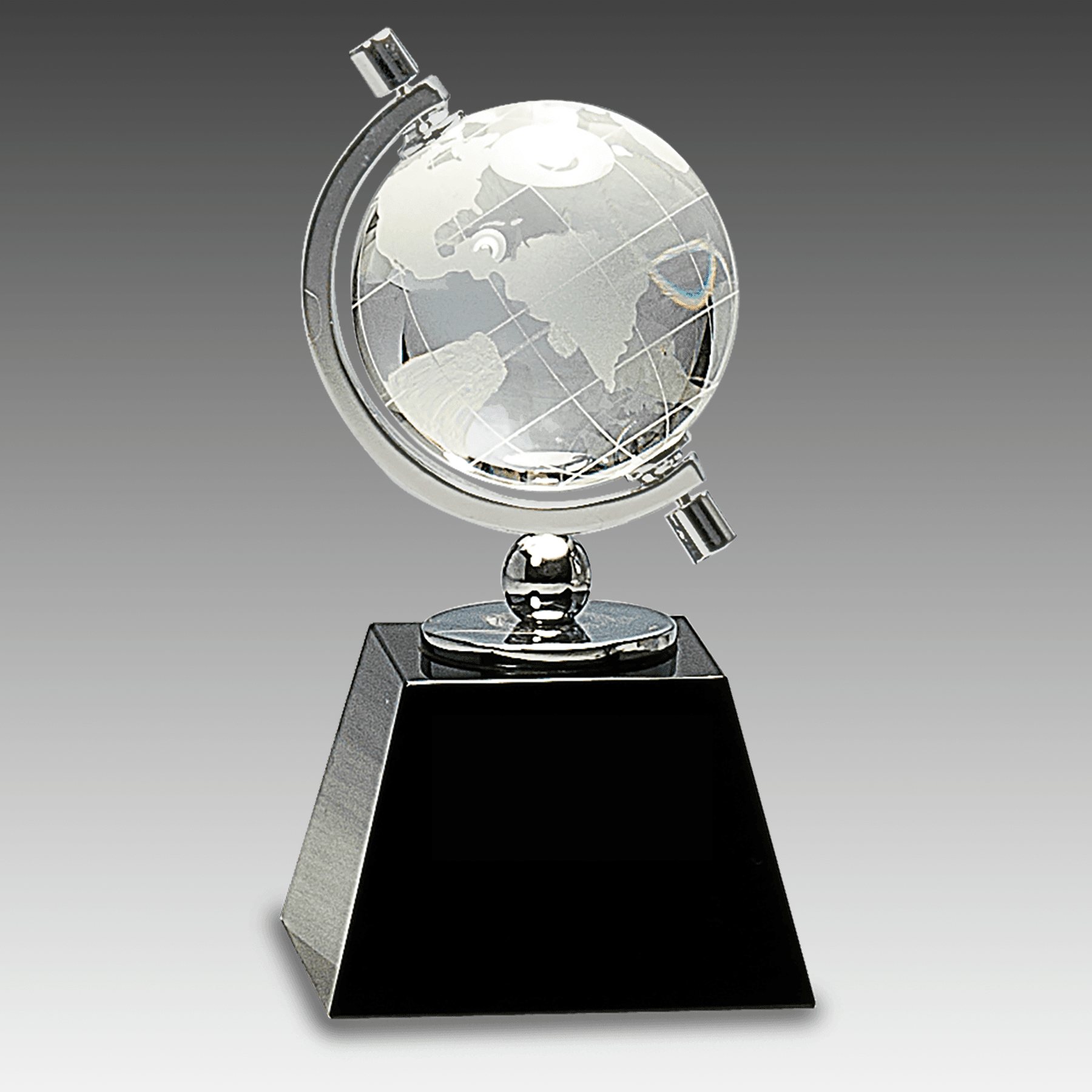 6" Crystal Spinning Globe on Black Base