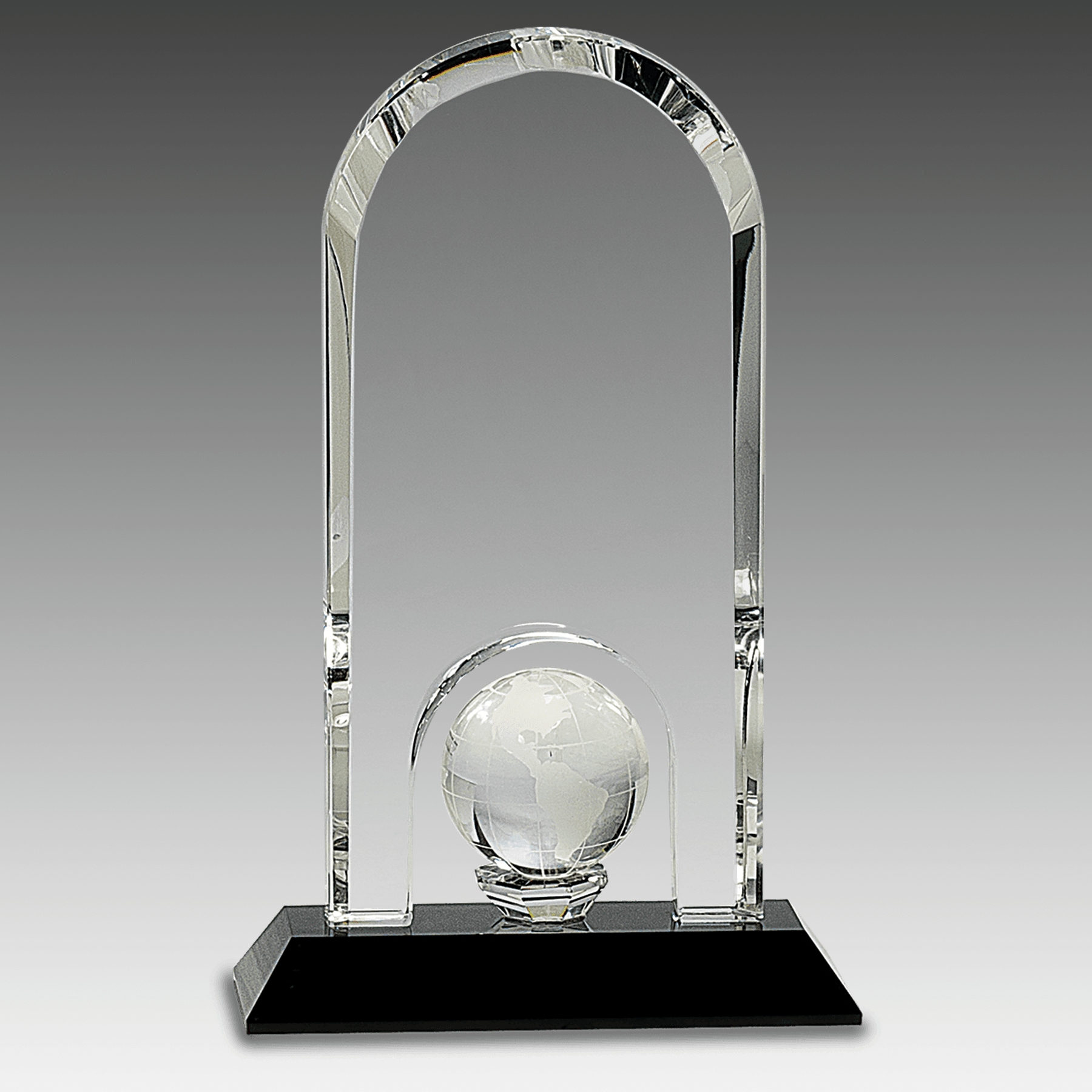 8.75" Clear Crystal Dome w/Inset Globe on Black Base