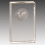 5" Clear Crystal Rectangle with Globe Etching