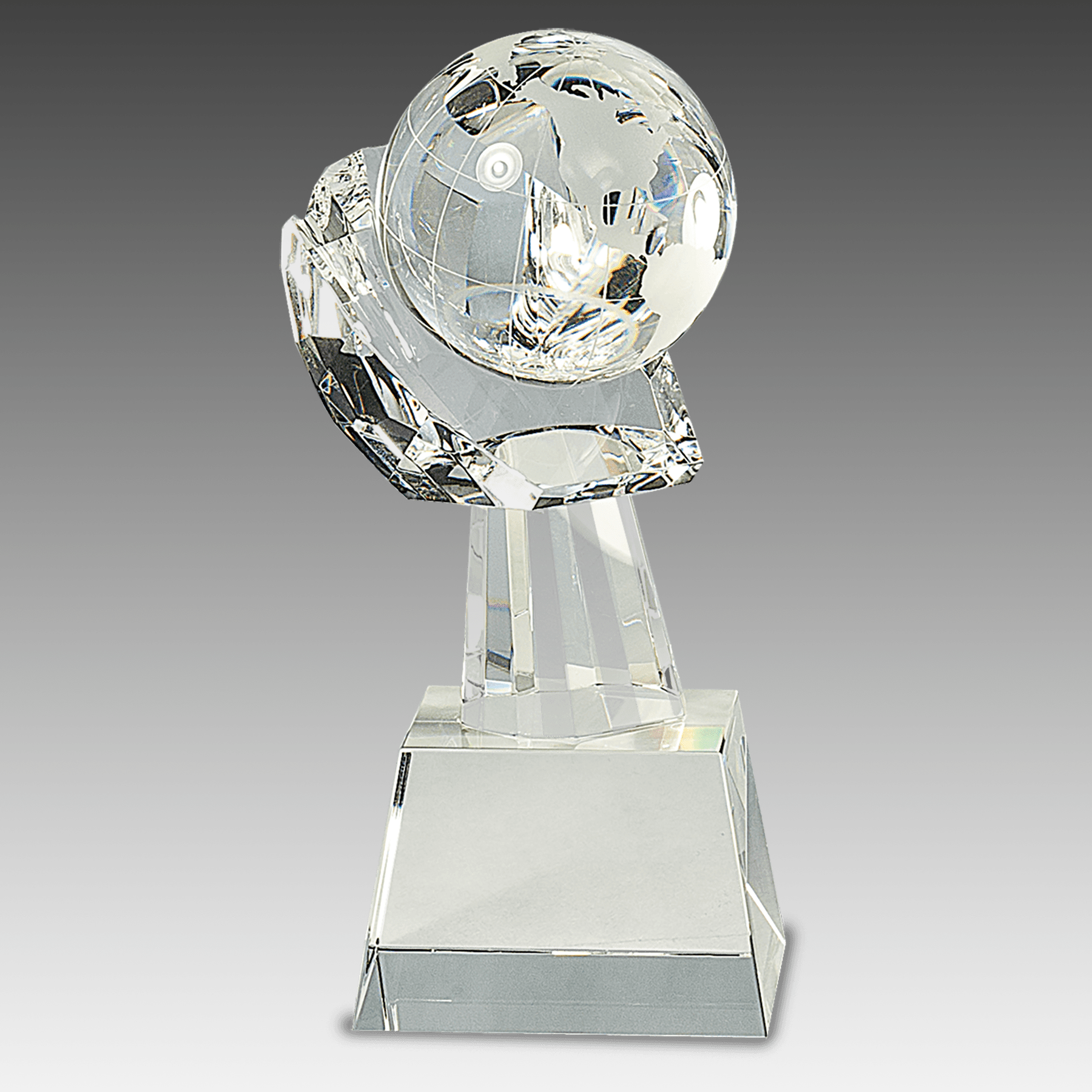 8" Clear Crystal Globe in Hand