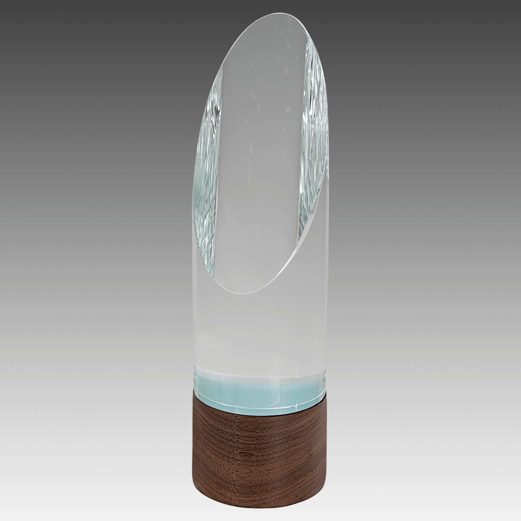 9.75" Cylinder Sierra Glass with Walnut Base