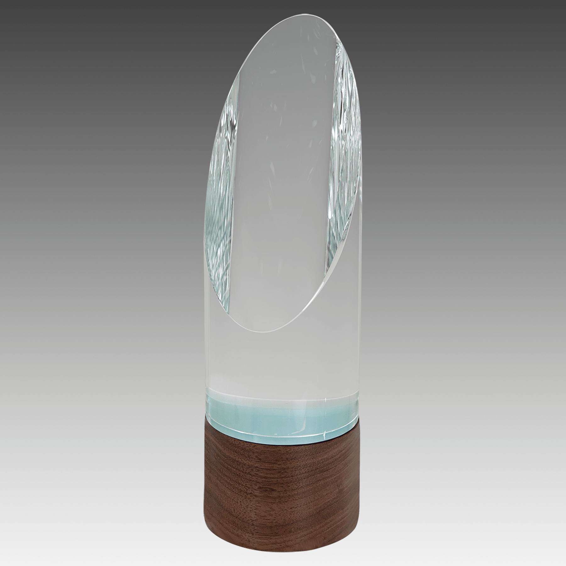 9" Cylinder Sierra Glass with Walnut Base