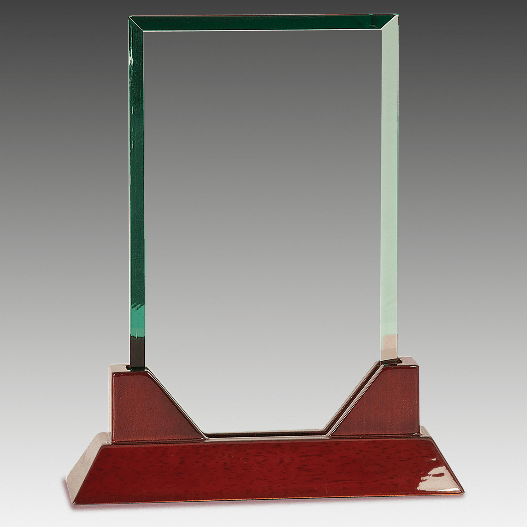 9.75" Rectangle Glass with Rosewood Piano Finish Base