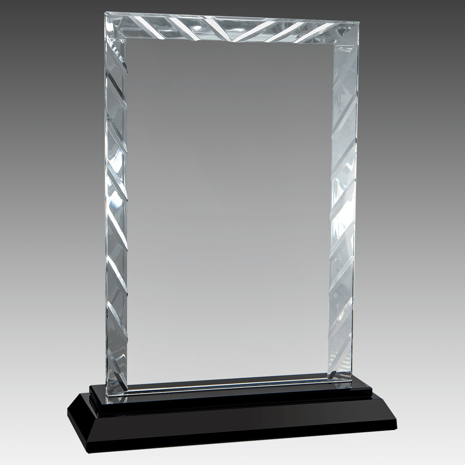 8" Rectangle Accent Glass on Black Base