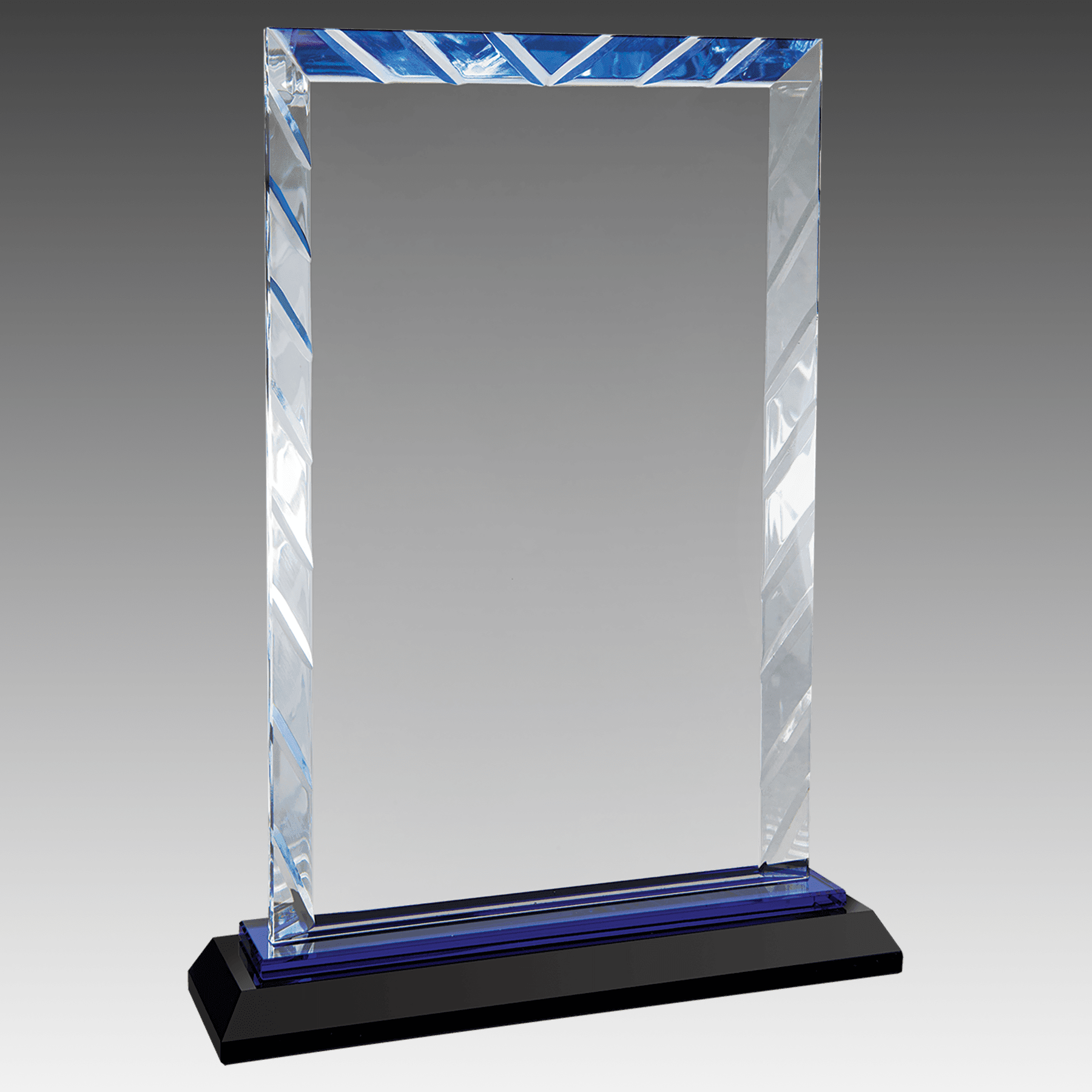 9" Rectangle Accent Glass on Blue Base