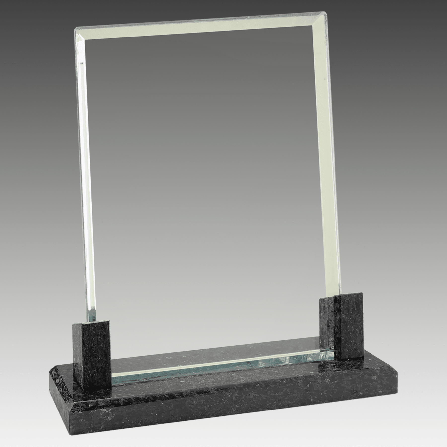 7" Rectangle Glass with Black Marble Base