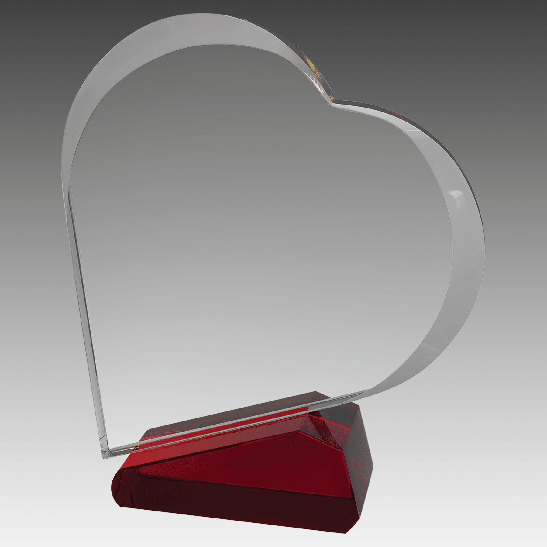 Clear/Red Crystal Slant Heart