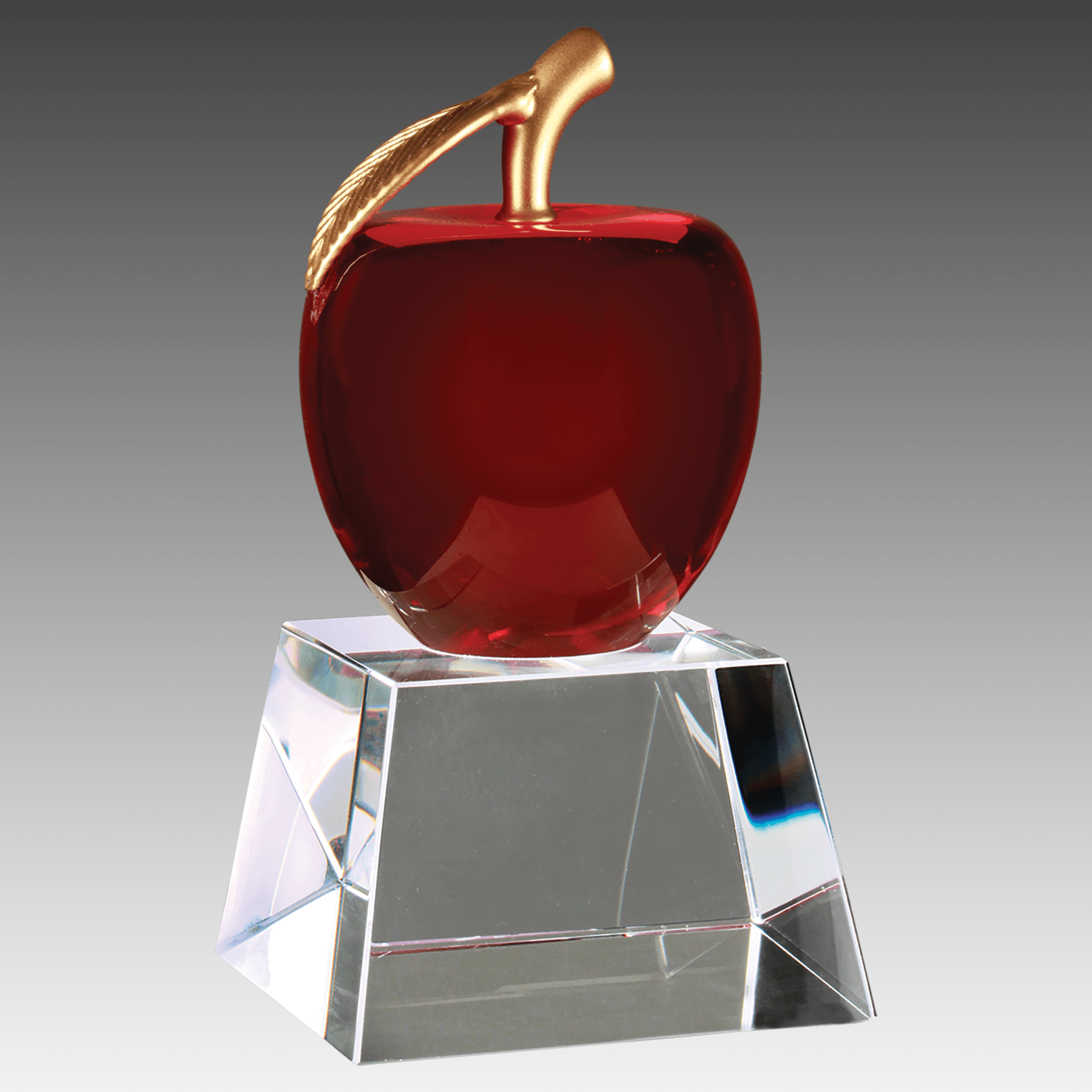 6" Red Crystal Apple with Clear Base