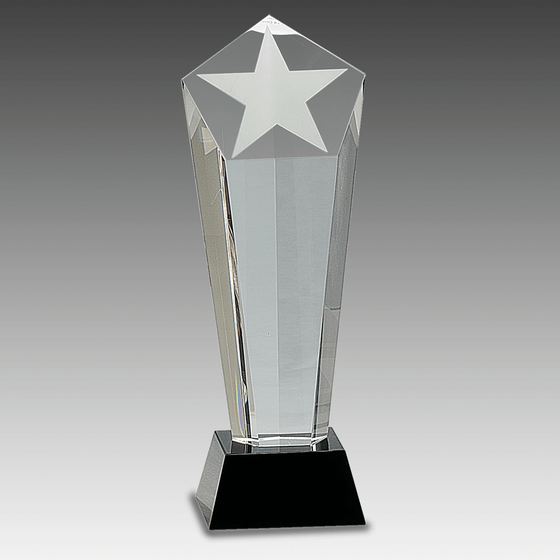 10.5" Crystal Frosted Star Column on Black Pedestal Base