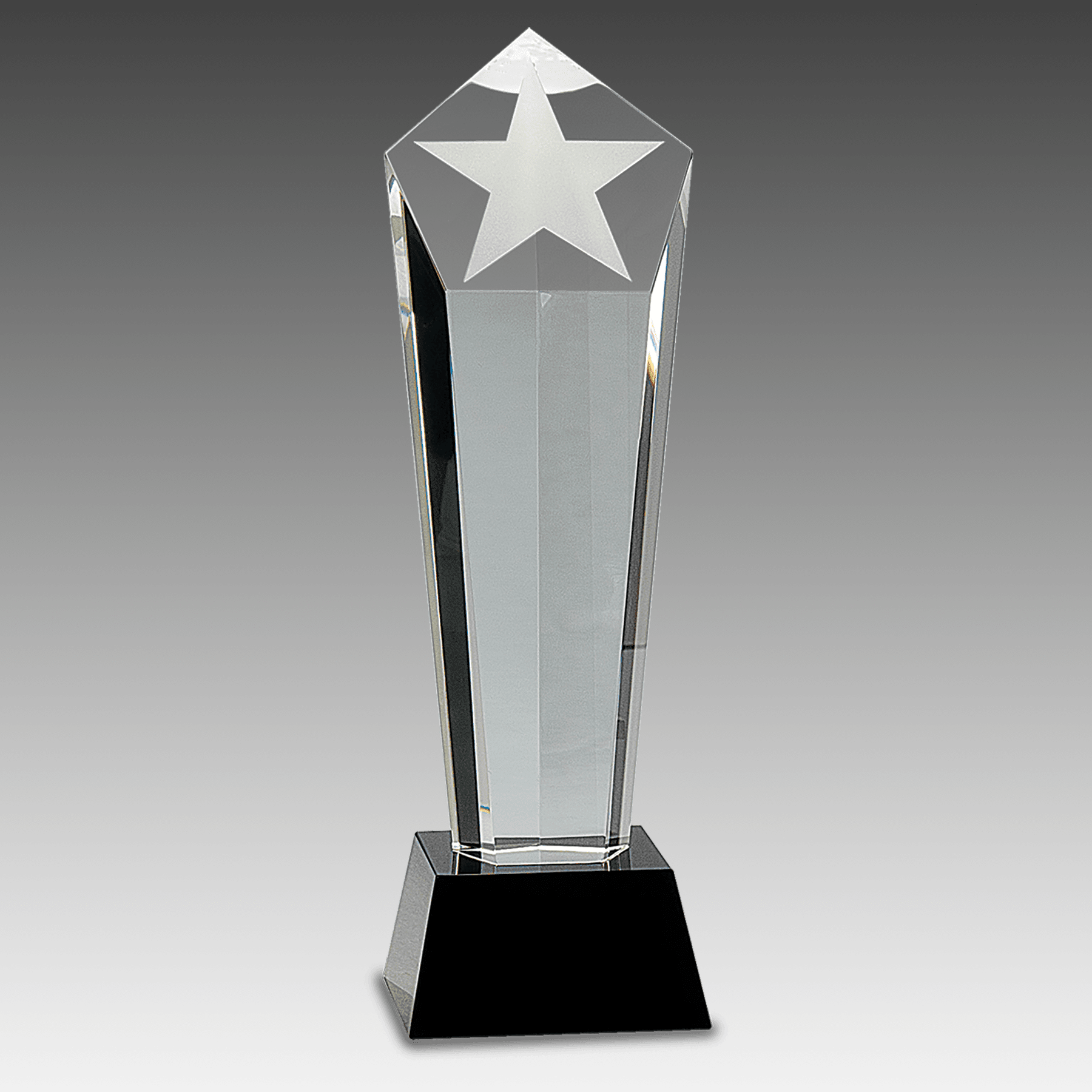 11.75" Crystal Frosted Star Column on Black Pedestal Base