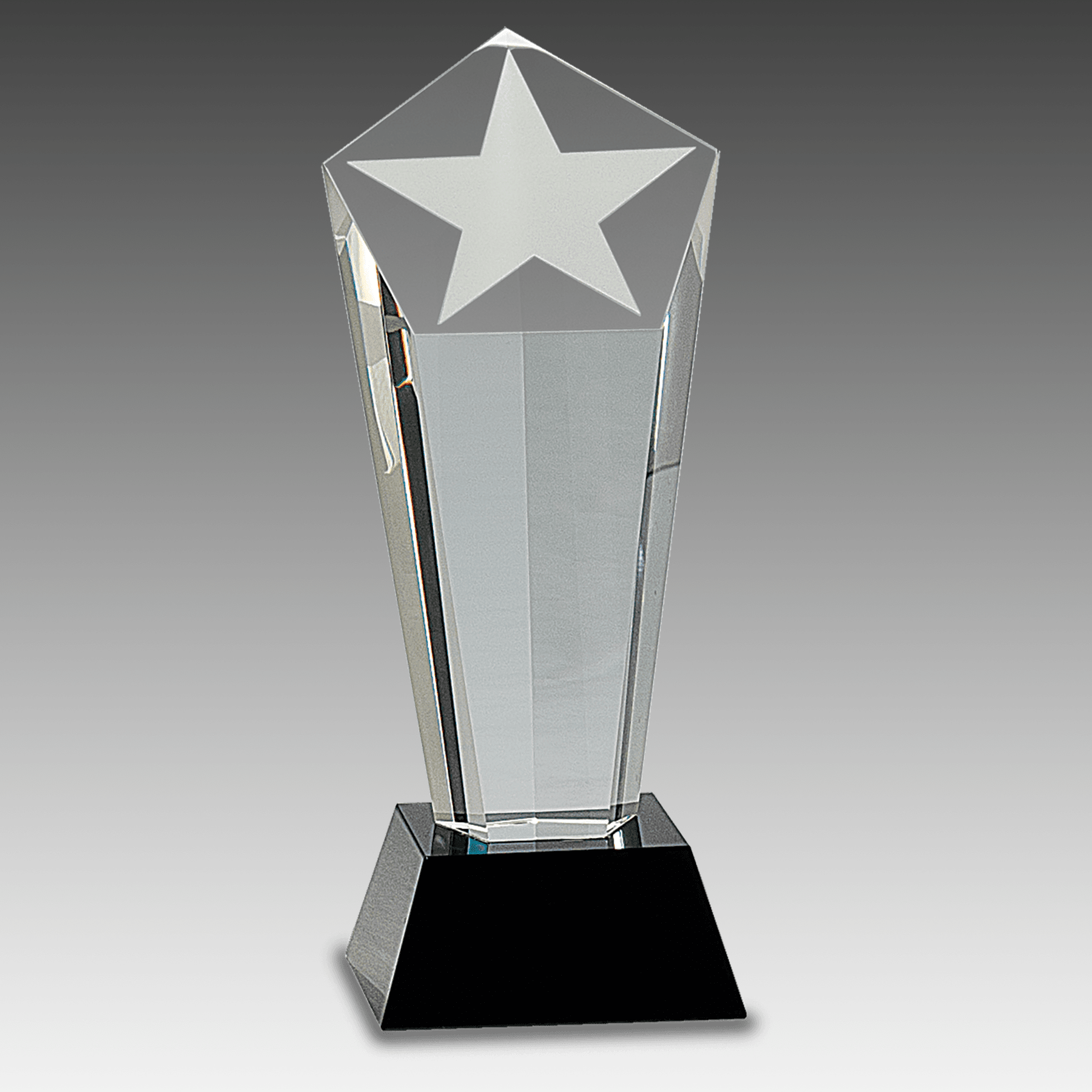 8.75" Crystal Frosted Star Column on Black Pedestal Base