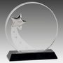 6.25" Round Crystal with Silver Star on Black Pedestal Base