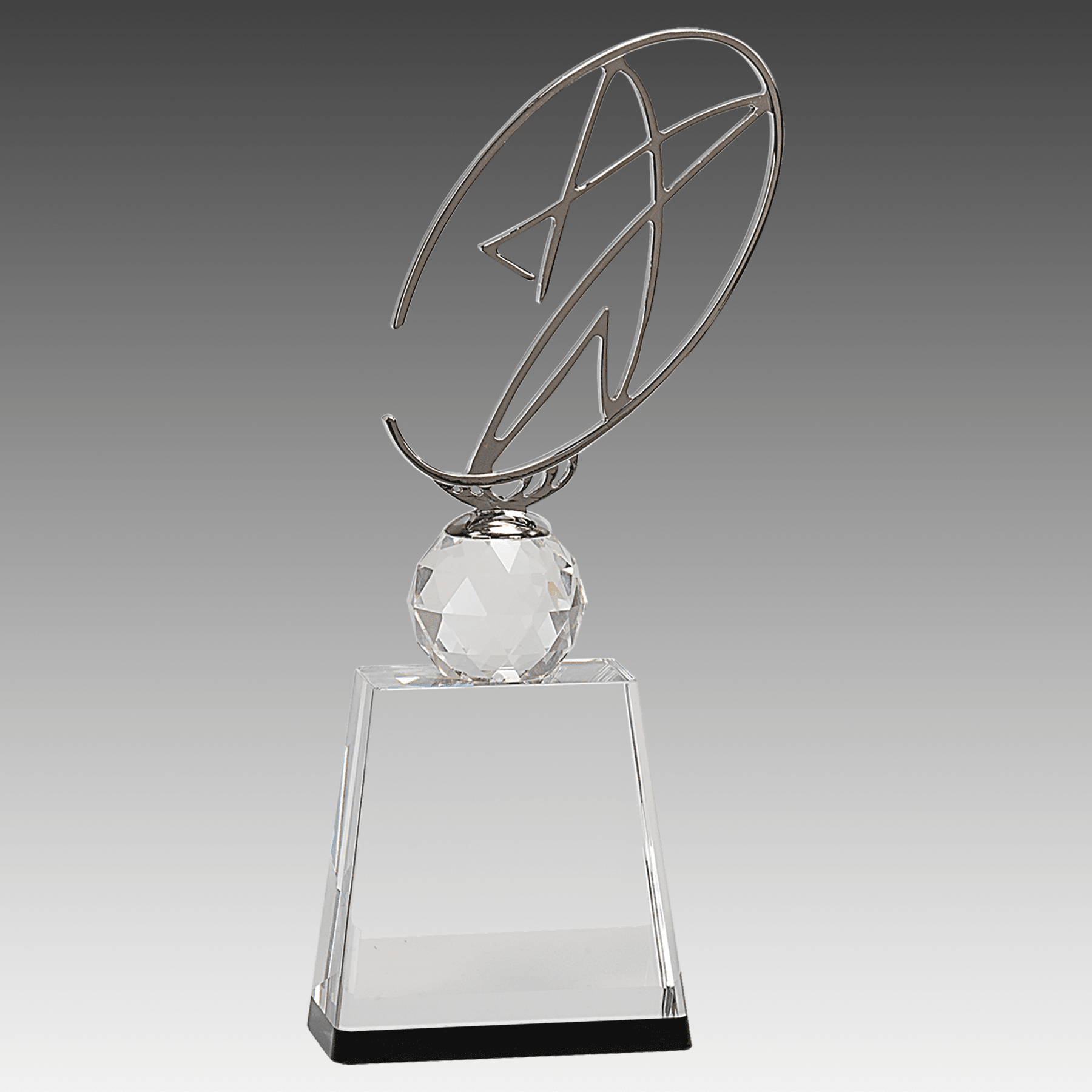 11" Clear/Black Crystal Award with Silver Metal Oval Star