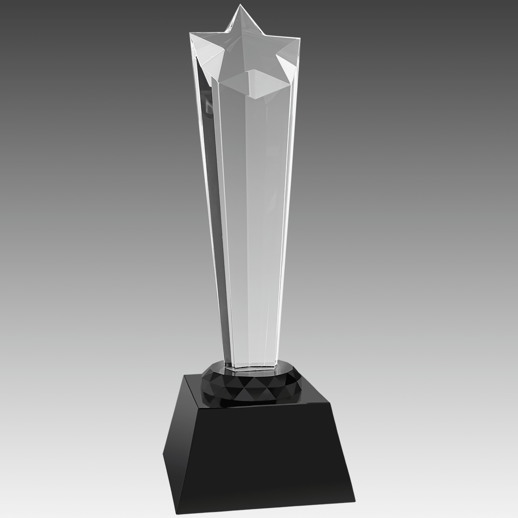 9" Crystal Rising  Star with Black Base