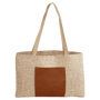 Burlap Bag with Leatherette Gusset - SCK19