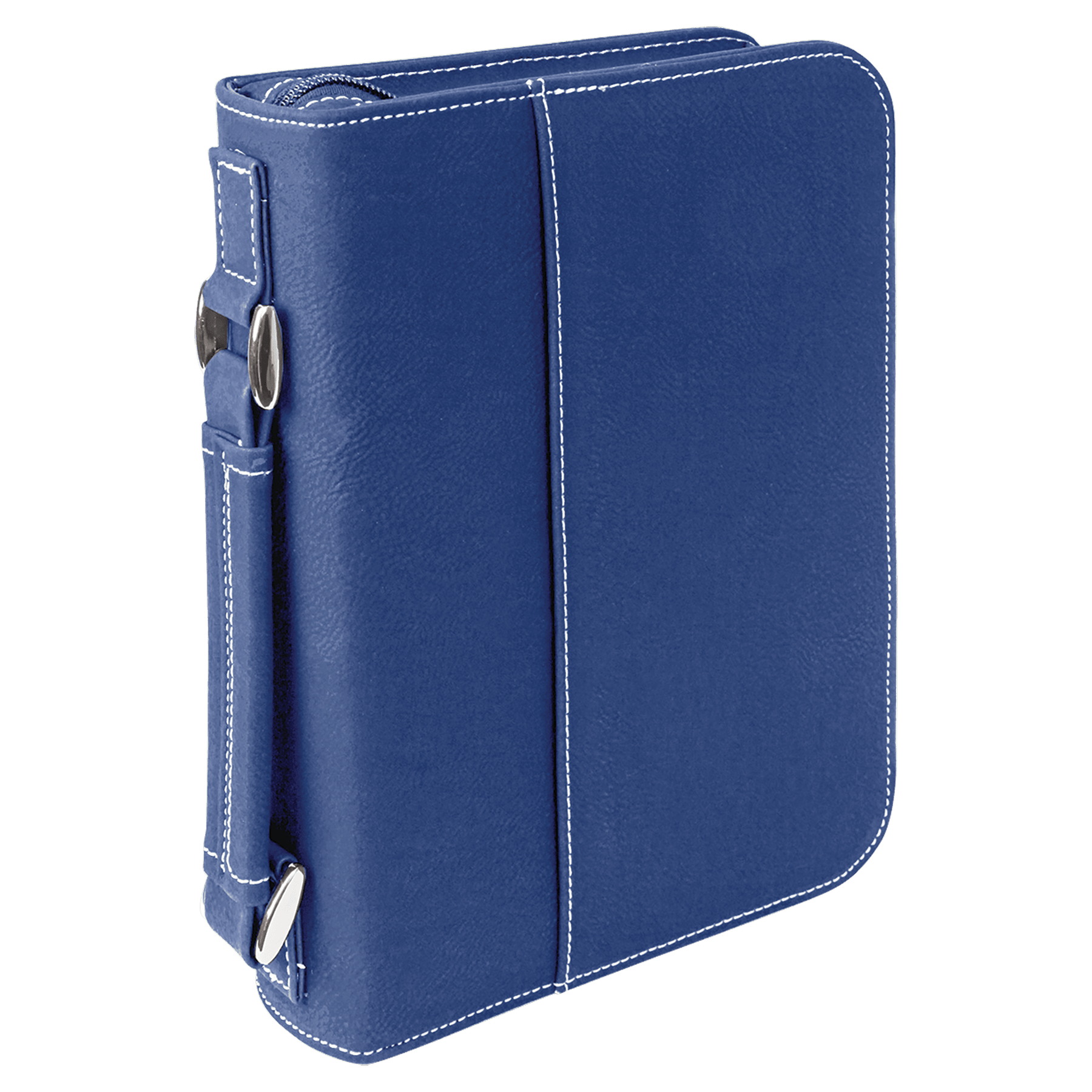 Blue/Silver Leatherette Book/Bible Cover w/Handle & Zipper