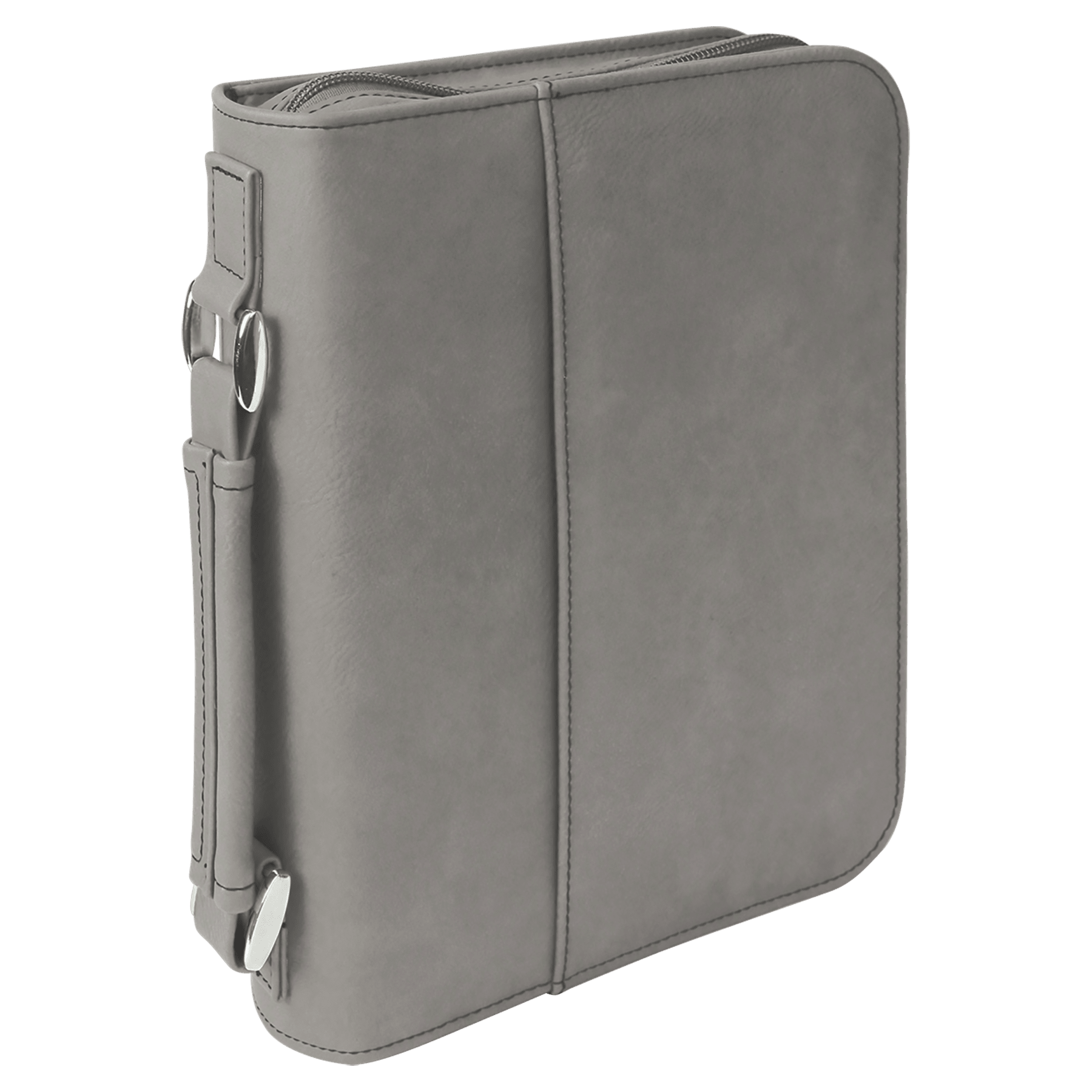 Gray Leatherette Book/Bible Cover with Handle & Zipper