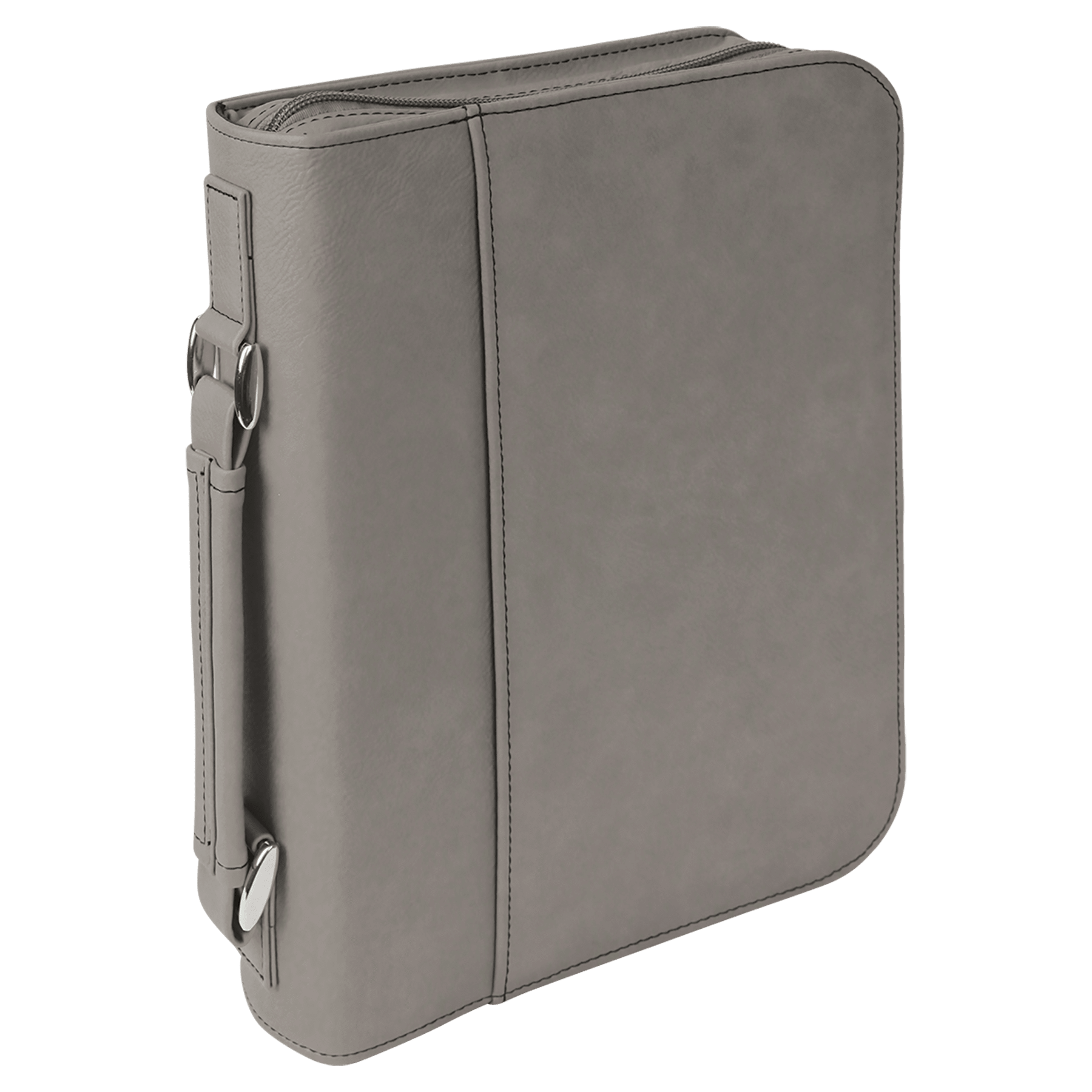 Gray Leatherette Book/Bible Cover with Handle & Zipper