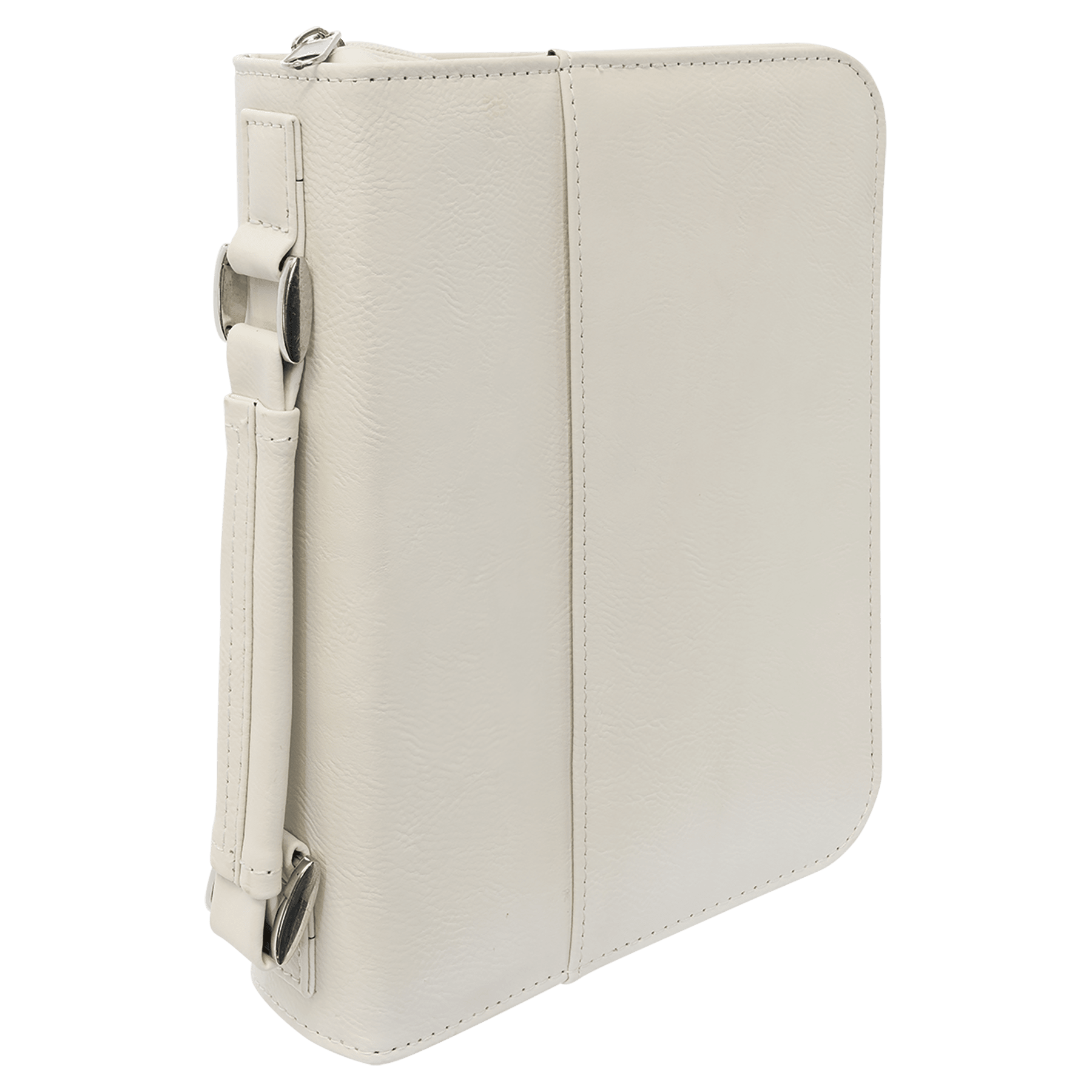 White Leatherette Book/Bible Cover with Handle & Zipper