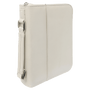 White Leatherette Book/Bible Cover with Handle & Zipper