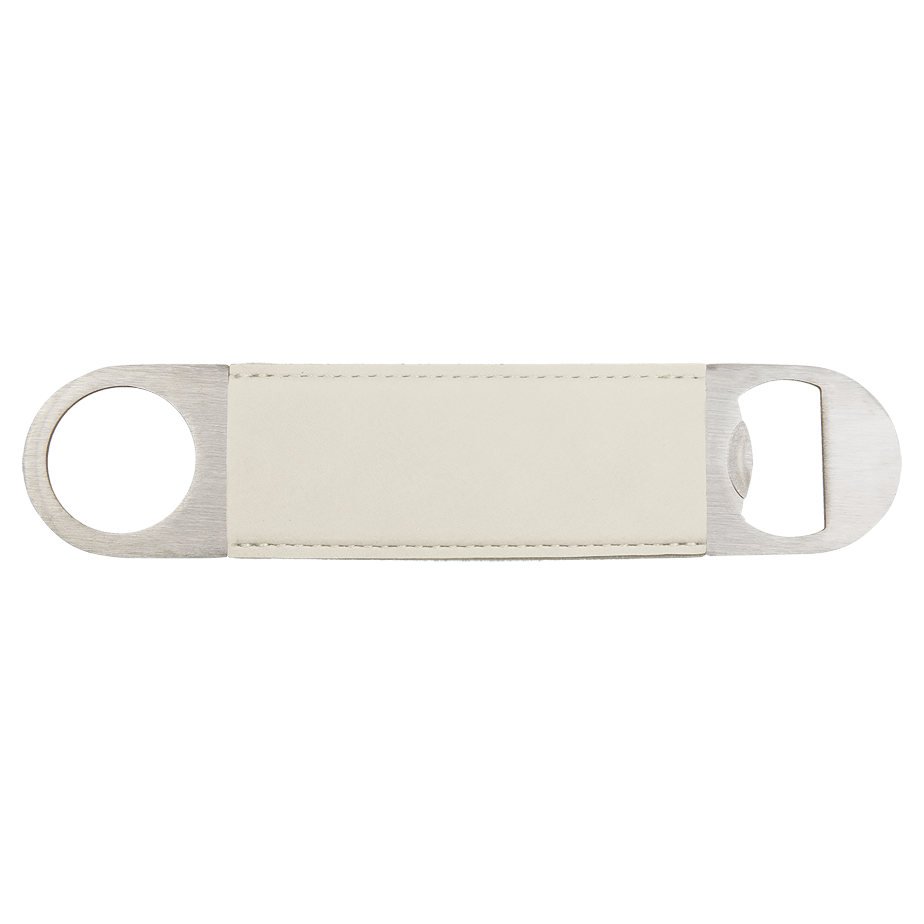 1.5" x 7" White/Black Leatherette Bottle Opener