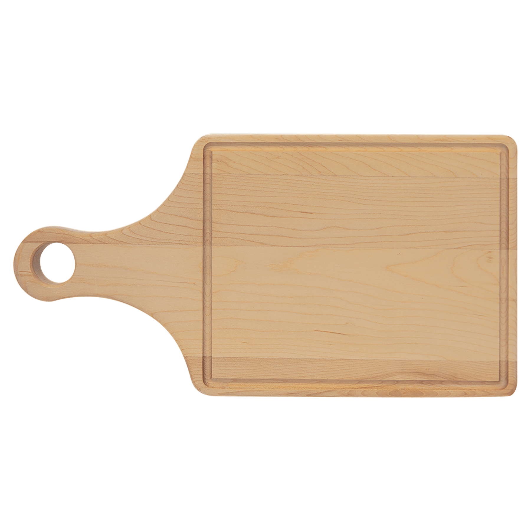 13.5" x 7" Maple Cutting Board Paddle Shape with Drip Ring