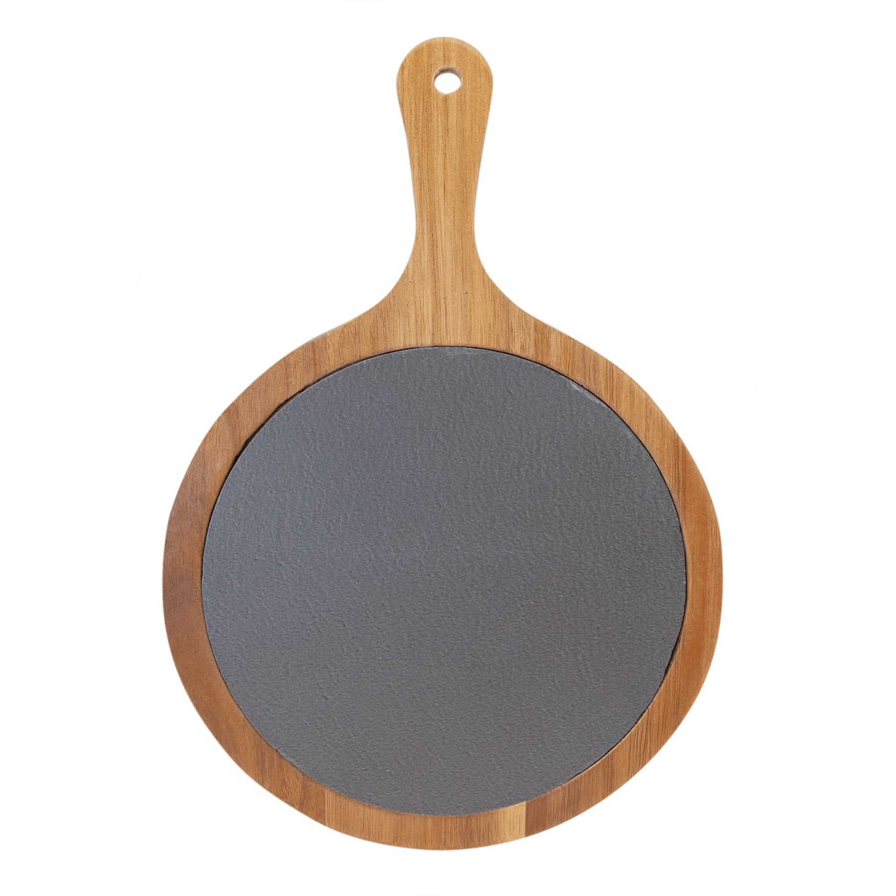 Round Acacia Wood/Slate Serving Board with Handle